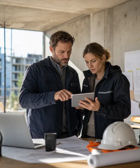 Project lead reviewing notes after a site visit.